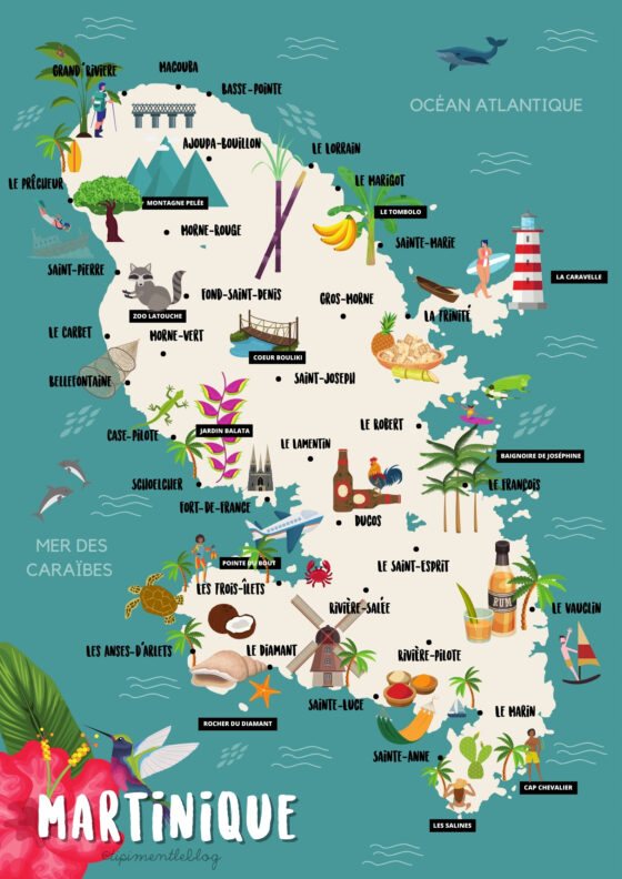 Carte illustrée de la Martinique